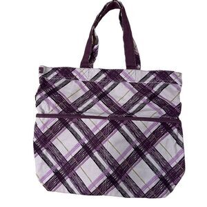 Thirty One ~ Purple Plaid Retro Metro Foldover Bag ~ convertible bag ~ multi use